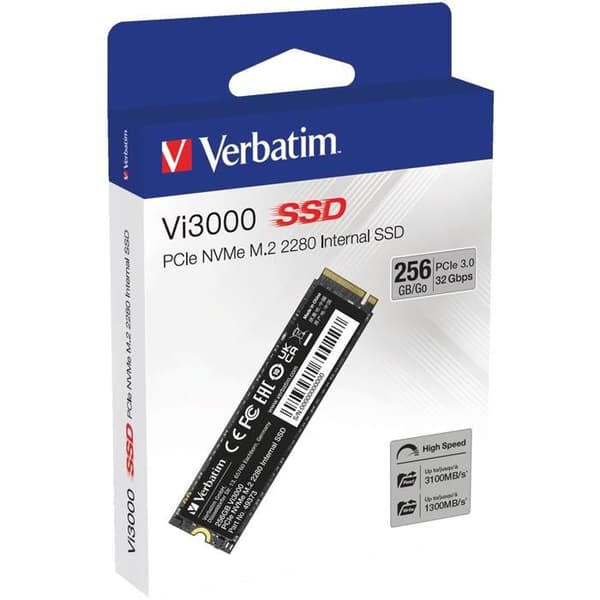 Verbatim Vi3000 256GB intern SSD NVMe/PCIe M.2 PCIe NVMe 3.0 x4 Retail 49373