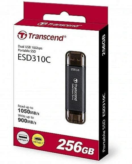 Ulkoinen SSD esd310c (256gb, usb-c, usb, 3d nand, ts256gesd310c), Transcend