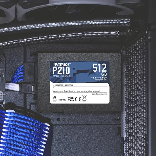 SSD p210 (512 gb, sata 3.0, skrivehastighed 430 mbytes/sek., læsehastighed 520 mbytes/sek., 2,5", tbw 240 tb, p210s512g25), Patriot