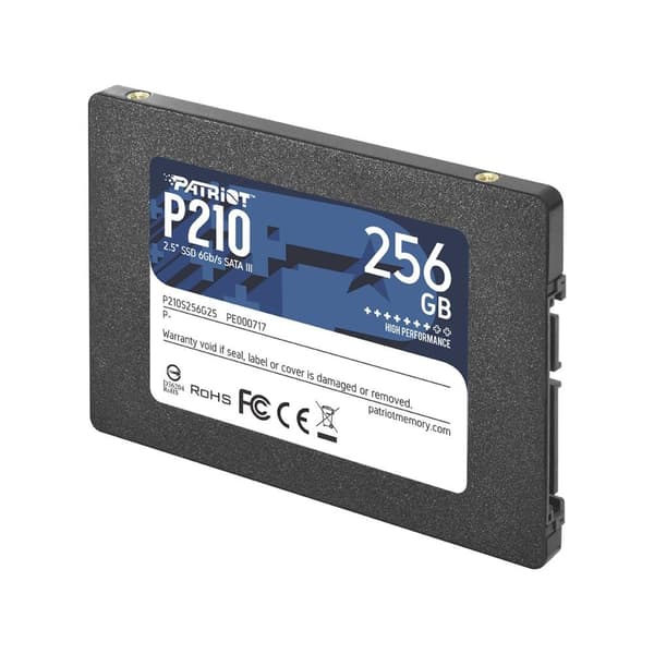 SSD p210 (256 gb, sata 3.0, skrivehastighed 400 mbytes/sek., læsehastighed 500 mbytes/sek., 2,5", tbw 120 tb, p210s256g25), Patriot