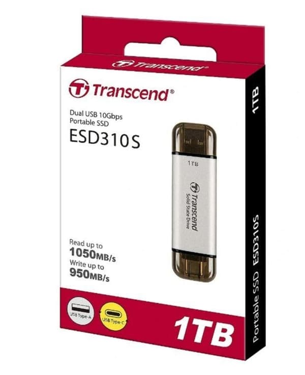 Ulkoinen SSD esd310 (1tb, usb-c, usb, 3d nand, kirjoitusnopeus 950 mtavua/s, lukunopeus 1050 mbytes/s, ts1tesd310s), Transcend