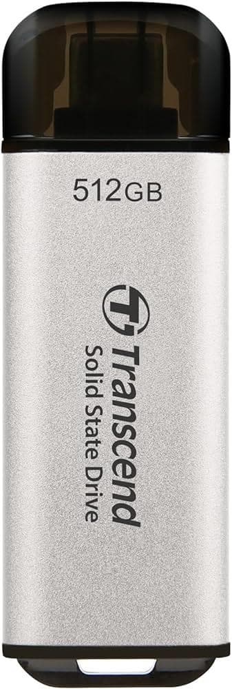 Ekstern SSD esd300 (512gb, usb-c, skrivehastighet 950 mbyte/sek, lesehastighet 1500 mbyte/sek, ts512gesd300s), Transcend