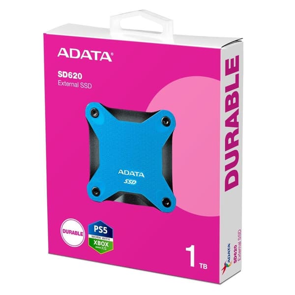 Ekstern SSD sd620 (1tb, usb 3.2, skrivehastighet 460 mbyte/sek, lesehastighet 520 mbyte/sek, sd620-1tcbl), Adata