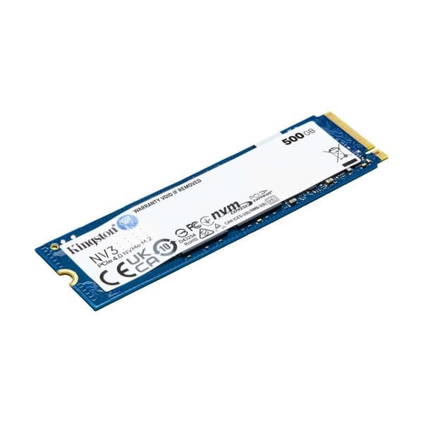SSD KINGSTON NV3 (500 GB, M.2, PCIE, NVMe, 3D NAND, skrivehastighet 3000 MByte/sek, lesehastighet 5000 MByte/sek, TBW 160 TB)
