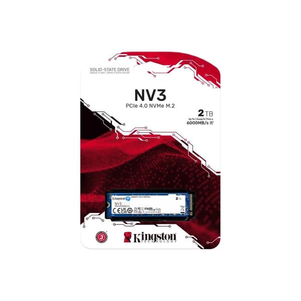 SSD KINGSTON NV3 (2TB, M.2, PCIE, NVMe, 3D NAND, skrivehastighet 5000 MByte/sek, lesehastighet 6000 MByte/sek, TBW 640 TB)