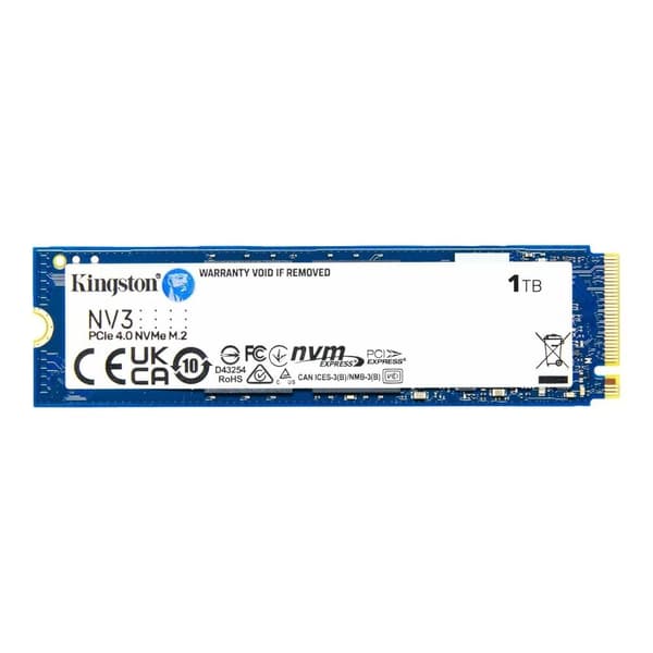 SSD KINGSTON NV3 (1TB, M.2, PCIE, NVMe, 3D NAND, skrivehastighet 4000 MByte/sek, lesehastighet 6000 MByte/sek, TBW 320 TB)