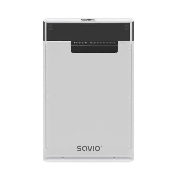 SAVIO Externt 2,5 hölje för hårddisk-SSD, USB 3.0, genomskinlig, - AK-66 Svart, Transparent