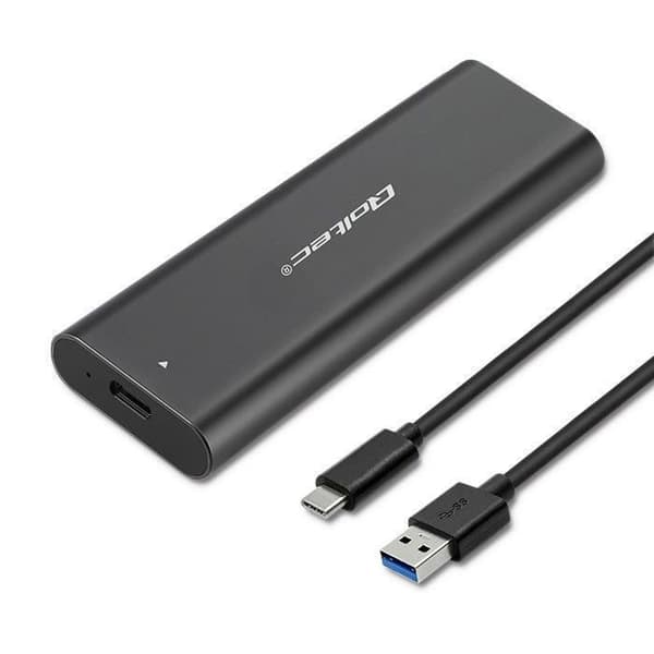 Qoltec-hölje för M2 SATA SSD, NVME, USB Type-C - 5901878503127 Svart