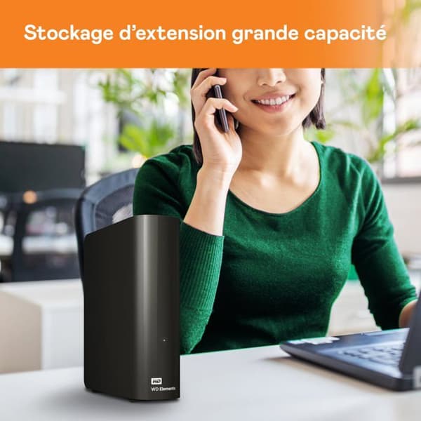 Extern hårddisk - WESTERN DIGITAL - WD Elements - 18 To - USB 3.0 - Svart