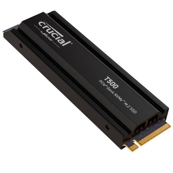 Crucial T500 SSD 2TB PCIe Gen4 NVMe M.2 PS5 Intern spel-SSD med kylfläns, PlayStation 5-kompatibel - CT2000T500SSD5