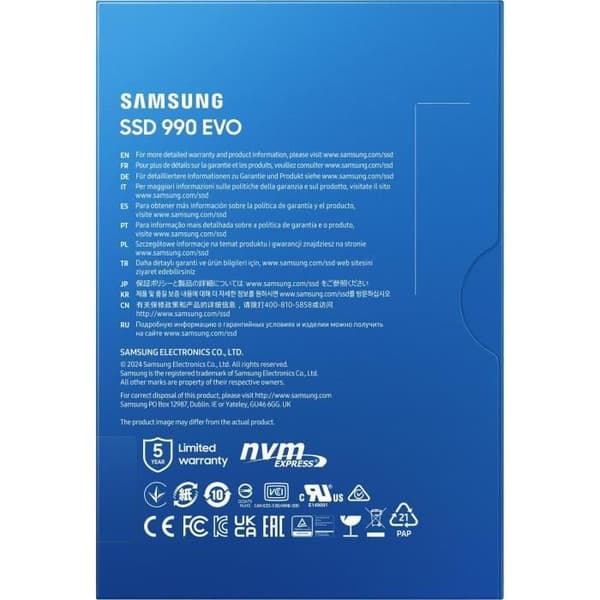 SAMSUNG Intern SSD 990 EVO 2 TB NVMe M.2 PCIe 4.0 x 4 - 5000 MB/s - MZ-V9E2T0BW