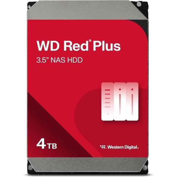 Intern hårddisk - WESTERN DIGITAL - Red Plus - 4To - 3.5" - Dedicérad NAS - 5400 RPM Klass - SATA 6 GB/s (WD40EFPX)