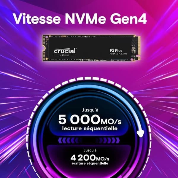 CRUCIAL P3 Plus 4TB PCIe 4.0 NVMe M.2 2280 SSD-hårddisk