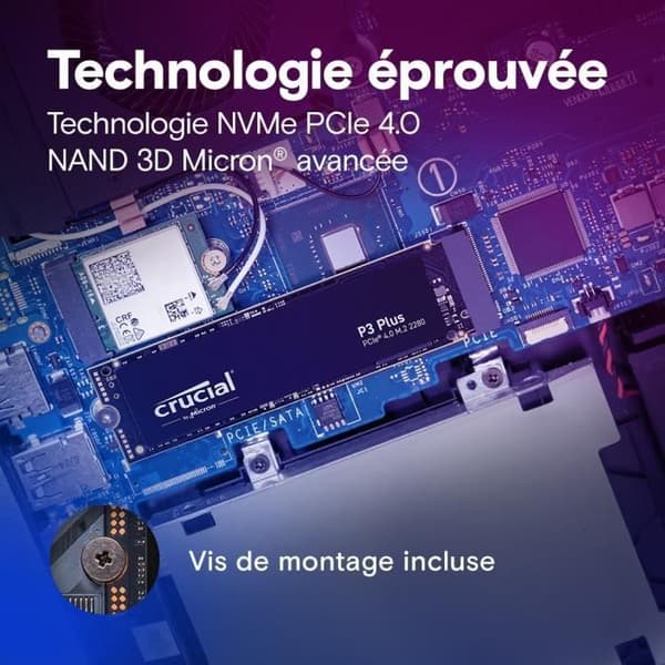 CRUCIAL P3 Plus 4TB PCIe 4.0 NVMe M.2 2280 SSD-hårddisk