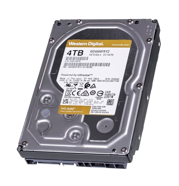 Western Digital Gold WD4004FRYZ intern harddisk 3,5" 4 TB Serial ATA III