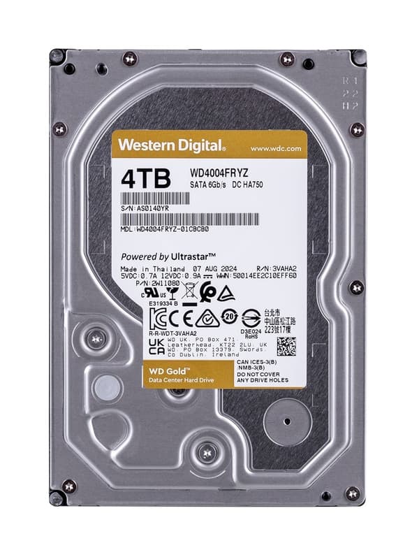 Western Digital Gold WD4004FRYZ intern hårddisk 3,5" 4 TB Serial ATA III
