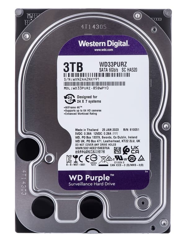 Dysk HDD WD Purple WD33PURZ (3 TB ; 3,5"; 256 MB; 5400 obr/min)