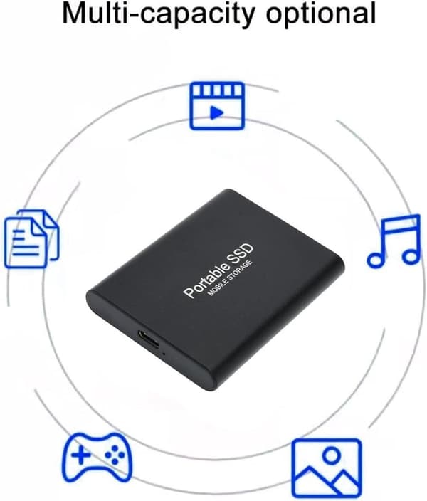 1,8 tuuman kannettava SSD-kiintolevy, suurikapasiteettinen SSD-kiintolevy matkapuhelimille, sopii ulkoiseen tallennustilaan (2TB, musta)