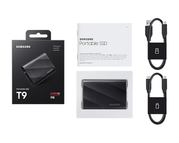 Extern ssd t9 (1tb, usb 3.2, skrivhastighet 1950 mbyte/sek, läshastighet 2000 mbyte/sek, mu-pg1t0b/eu), Samsung