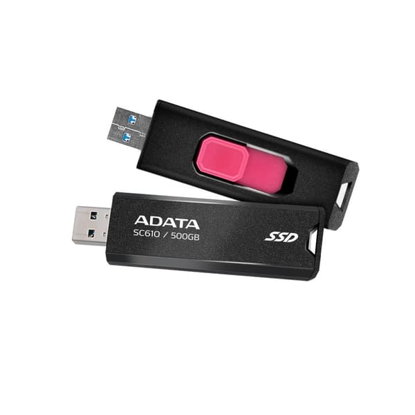 External SSD ADATA SC610 (500GB, USB 3.2, Write speed 500 MBytes/sec, Read speed 550 MBytes/sec, SC610-500G-CBK/RD)