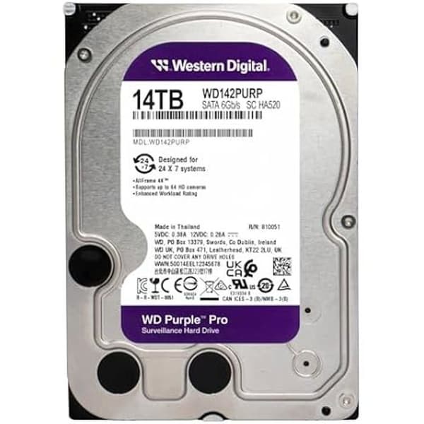 Hårddisk - WESTERN DIGITAL - WD Purple Pro - 14 TB - SATA 6 Gb/s - 3,5 tum