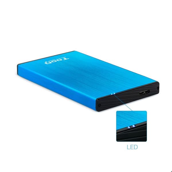 Hölje för hårddisk - TooQ - TQE-2527 - 2,5" - USB 3.0 - Blå Svart, Blå