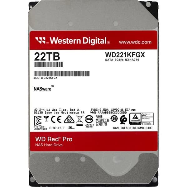 3,5' 22TB hårddisk hårddisk - WESTERN DIGITAL - WD RED PRO