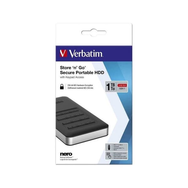 Verbatim Store 'n' Go 1TB bärbar hårddisk - USB 3.1 Gen 1 - AES 256-bitars
