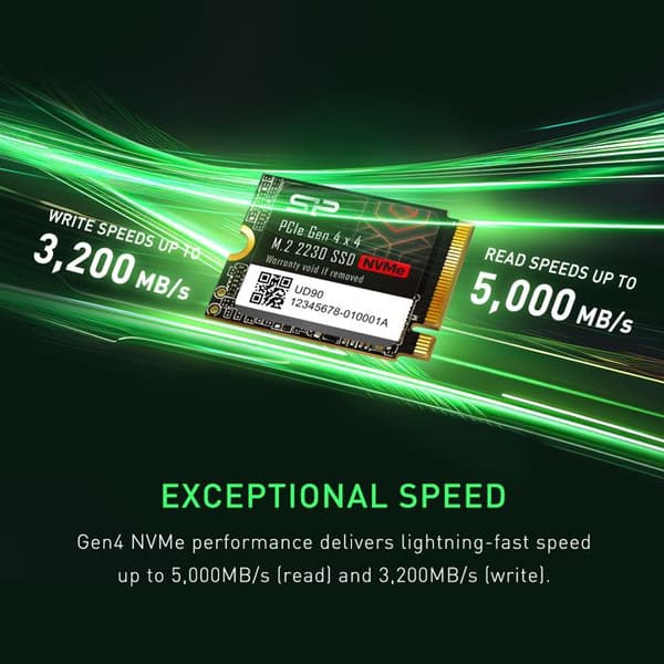 Intern SSD - Silicon Power - UD90 2230 1To - NVMe PCIe Gen4x4 M.2 Läsning Skrivning 5000 3200 Mo/s