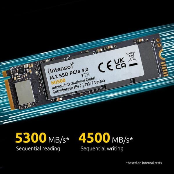 Intenso 1 TB SSD Intern NVMe/PCIe M.2 PCIe NVMe 4.0 x4 Retail 3836460