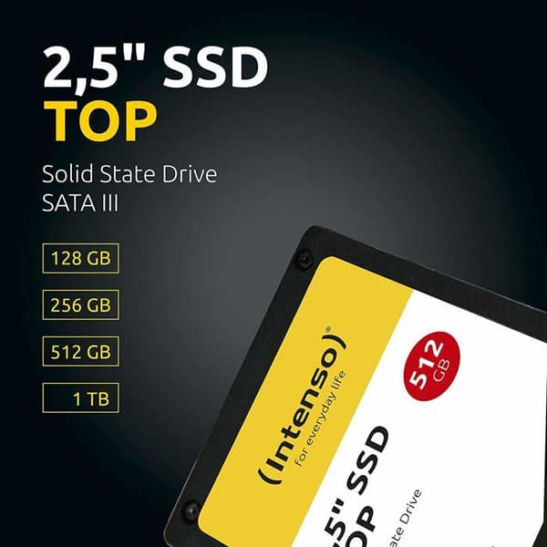 INTENSO SSD TOP 3812440 256GB 2 intern hårddisk - SATA 6Gb/s - 520 MB/s (läs) / 500 MB/s (skriv)