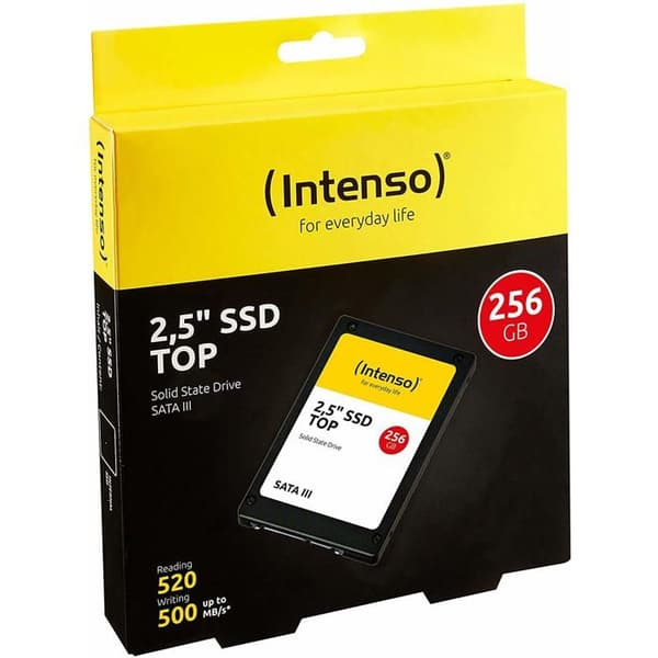 INTENSO SSD TOP 3812440 256GB 2 intern hårddisk - SATA 6Gb/s - 520 MB/s (läs) / 500 MB/s (skriv)