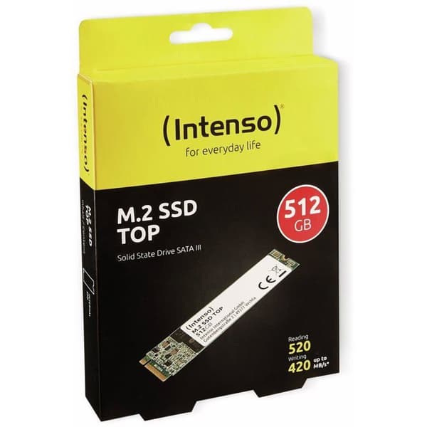 INTENSO Top intern SSD-enhet - 512 GB - M.2 - SATA 6Gb/s - Stötsäker