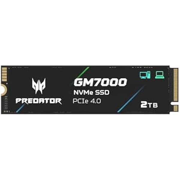Acer Predator GM7000 2TB M.2 SSD 2280 NVMe Gen4 intern hårddisk för spel, kompatibel med PS5 upp till 7400 MB/s - BL.9BWWR.106