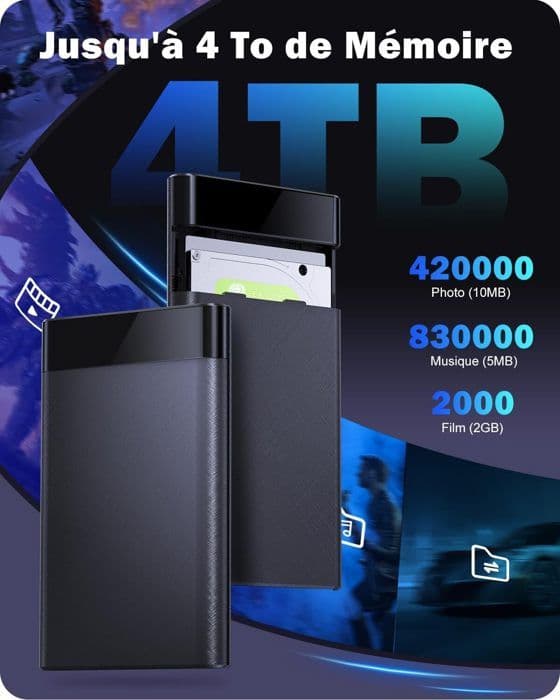 Hårddisklåda 2,5" - USB 3.1 Extern Hårddisklåda - 6Gbps, för SATA HDD och SSD på 2,5'' och 7mm/9.5mm, utan verktyg