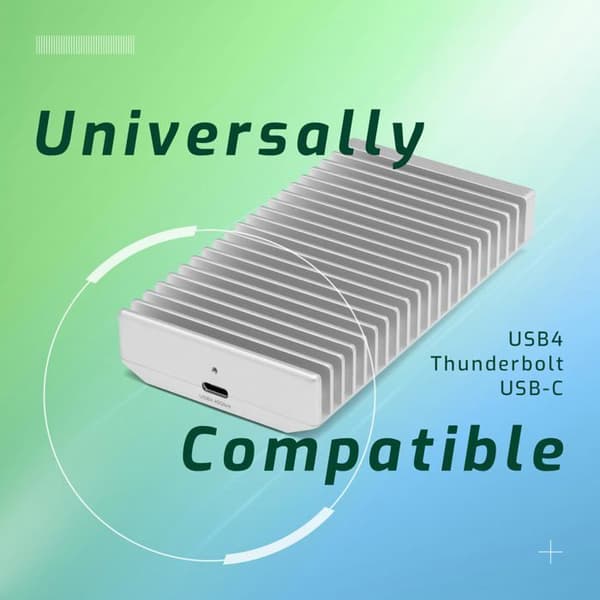 Extern SSD - Express - 1M2 - 8 To - Thunderbolt 4 - USB-C - Silver/Aluminium