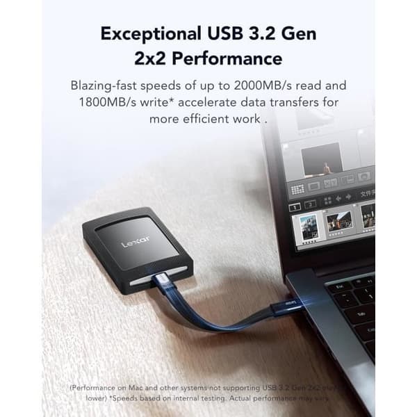 SSD Extern - LEXAR - SL500M - 4To - USB 3.2 Gen 2x2 - Ultra Tunn - Bärbar