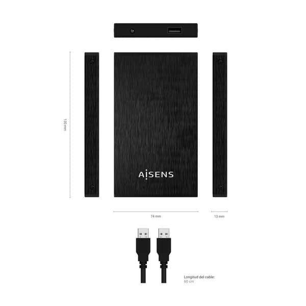 Ekstern Boks Aisens ASE-2523B Sort 2,5"
