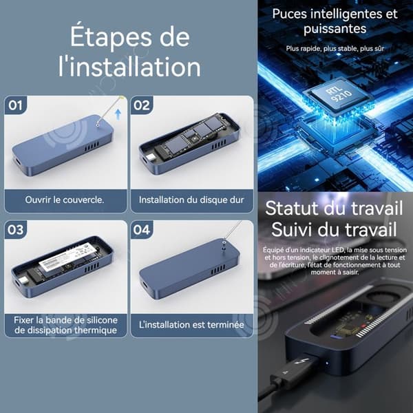 INN SSD M2 NVMe USB3.2 10gbps kapsling med fläkt, kompatibel med höghastighets bärbar hårddisklösning för 2230/2242/2260/2280.