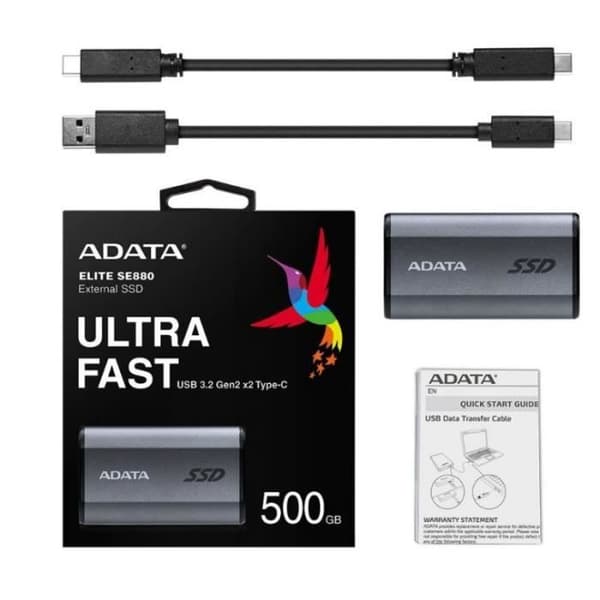 SSD Extern - Adata - SE880 - 512 Go - USB 3.2 Gen 2x2 - Typ-C