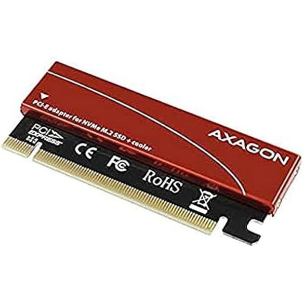 PCIe-adapter - AXAGON - PCEM2-N - 1x M.2-NVMe-SSD - Passiv kylning - PCIe 3.0 x16 Svart, Röd