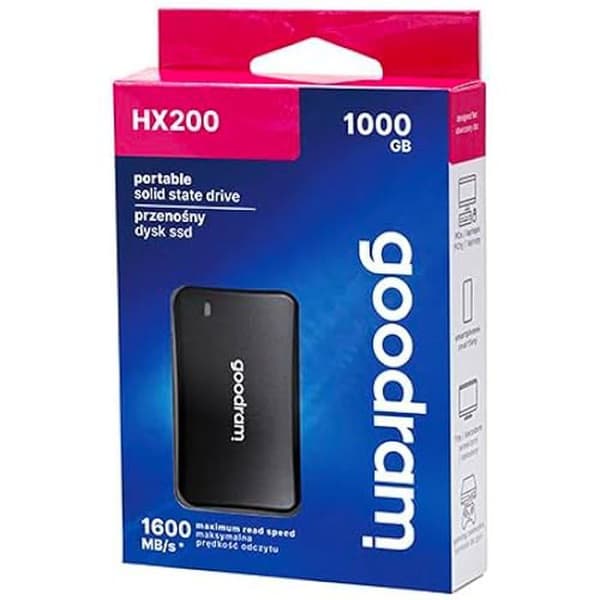 Extern SSD - GOODRAM - HX200 - USB Typ C + A - 1500 MB/s - 500 GB - Metallfodral