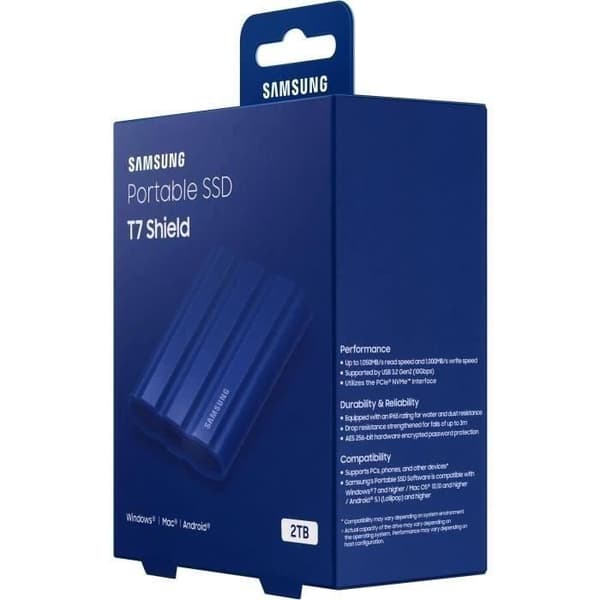 SAMSUNG Extern SSD T7 Shield Blue 2 TB MU-PE2T0R/EU
