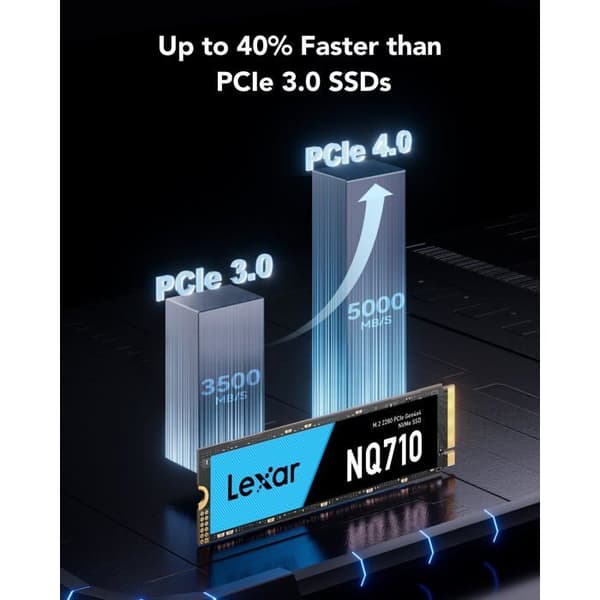 Intern SSD - LEXAR - NQ710 - 1 TB - PCIe 4.0 - Läs upp till 5000 MB/s - Skriv upp till 3300 MB/s