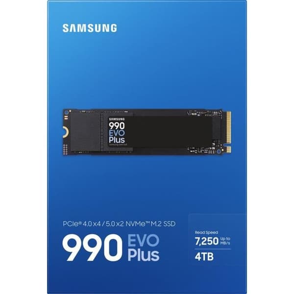 Intern SSD - SAMSUNG - 990 EVO Plus 4 TB - NVMe M.2 PCIe 4.0x4 - Läshastighet upp till 7 250 MB/s