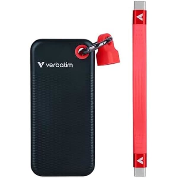 Bärbar hårddisk - VERBATIM - Pocket SSD 1TB - USB 3.2 Gen 2 - 1000 MB/s - Kan tvättas i maskin