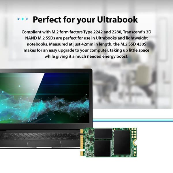Intern SSD NVMe PCIe M.2 2242 Transcend 430S - 1 TB - SATA III 6 Gb/s - MLC-cell