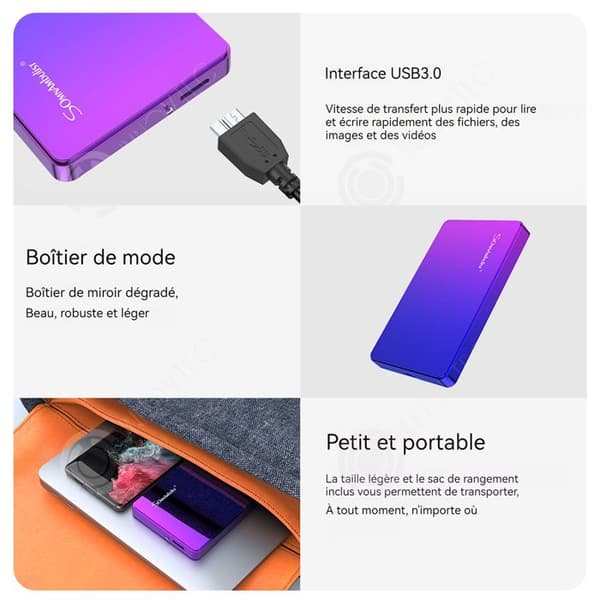 INN Extern hårddisk 1TB USB3.0 Lämplig för underhållning och kontorshårddisk Bärbar extern hårddisk Mob-hårddisk