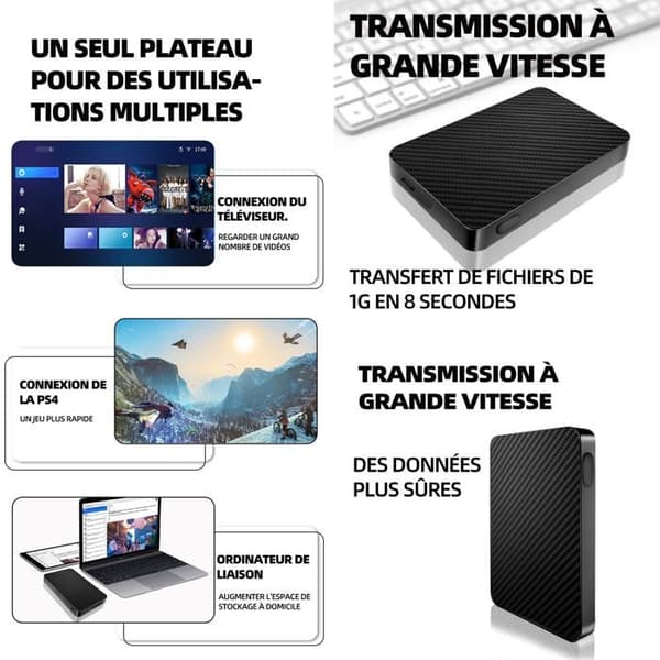 INN Extern hårddisk 1TB USB3.0 40M-120M/S Multi-enhetskompatibel höghastighetsöverföring Extern mekanisk hårddisk n
