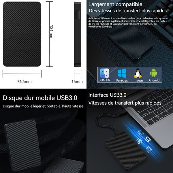 INN Extern hårddisk 1TB USB3.0 40M-120M/S Multi-enhetskompatibel höghastighetsöverföring Extern mekanisk hårddisk n